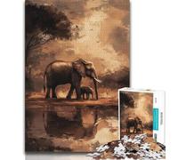 Puzzles Éléphants d'Afrique pour Adolescents, 1000 pièces, Jeux éducatifs, décoration d'intérieur, à Offrir en Cadeau à Toute la Famille (38x26cm)
