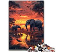 Puzzles Éléphants d'Afrique pour Adultes 1000 pièces, à partir de 14 Ans, idées Cadeaux pour améliorer la mémoire 50x75cm