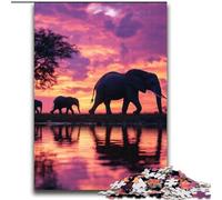 Puzzles éléphants d'Afrique pour Adultes et Adolescents, intéressants pour réduire Le Stress et interagir avec Les Parents (70x100cm)