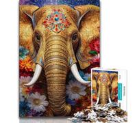 Puzzles Éléphants Fantastiques pour Adultes 1000, Jouets Éducatifs et Apprentissages pour Toute la Famille avec Affiche et Fiche de Questions (38x26cm)