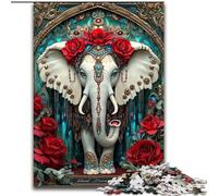 Puzzles Éléphants Fantastiques pour Adultes 1000 Puzzles, Art Intéressant Réduction du Stress Liste de Souhaits avec Père Noël pour 14 Ans (50x75cm)