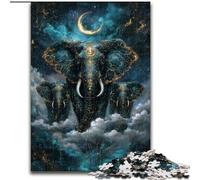 Puzzles Éléphants Mystérieux 1000 Pièces pour Adolescents, Convient aux 14 Ans et Plus Décoration Murale Cadeau d'anniversaire de Noël (50x75cm)