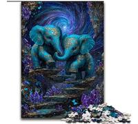Puzzles éléphants mystérieux 1000 pièces pour Adultes, Jeux stimulants, décoration Murale, Cadeaux d'anniversaire et de Noël Uniques 26x38cm