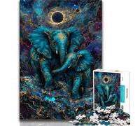 Puzzles éléphants mystérieux pour Adolescents 1000 pièces, Aide Le Cerveau à exercer des Jouets addictifs pour cultiver la Patience Convient aux Couples 38x26cm