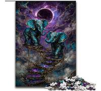 Puzzles Éléphants Mystérieux pour Adultes 1000, Jouets Éducatifs et Jeux Familiaux avec Affiche et Fiche de Questions Assorties (50x75cm)