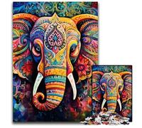 Puzzles éléphants psychédéliques 1000 pièces pour Adultes Puzzles impossibles pour Adultes Cadeau de Vacances Parfait pour Noël, Halloween, Pâques, Nouvel an 50x75cm/19,68x29,52 Pouces