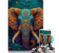 Puzzles éléphants psychédéliques pour Adolescents, 1 000 pièces, Jeux éducatifs, décoration Murale, Cadeaux d'anniversaire et de Noël Uniques (50x75cm)