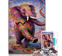 Puzzles éléphants psychédéliques pour Adultes 1000 Puzzles, Jeu Stimulant, idéal comme Cadeau pour Toute la Famille 75x50cm