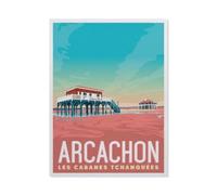 Puzzles en Bois 1000 Pièces，Affiche de Voyage Vintage Arcachon Cabanes Tchanquées，Jouets Intellectuels De Puzzle Difficiles, Jouets De Bricolage Cadeaux pour Enfants（75x50cm）-BM52