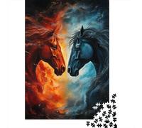 Puzzles en Bois 1000 pièces Deux Chevaux de feu pour Adolescents, Cadeaux, Puzzles pour Adultes, Jeux éducatifs à Domicile, Jouets DIY, 1000 pièces (38 x 26 cm)