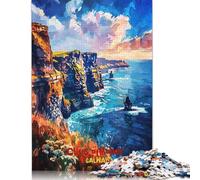 Puzzles en Bois 1000 pièces Falaises de Moher pour Adultes, Puzzles Casse-tête pour Enfants (75 x 50 cm)