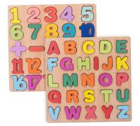 Puzzles en Bois 2 pièces Puzzles en Forme de Chiffres et d'alphabet pour Tout-Petits activités éducatives d'apprentissage préscolaire pour garçons et Filles âgés de 2 3 4 5 Ans