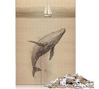 Puzzles en Bois 500 pièces Jonas et la Baleine : Un Voyage vers la rédemption pour Adultes, Jeux éducatifs pour Enfants (500 pièces, 52 x 38 cm)