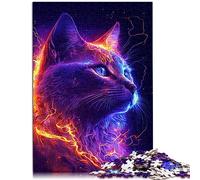 Puzzles en Bois Chat néon coloré Adultes 1000 pièces Puzzle pour Adultes Enfants Jouets Cadeaux 29.5 "x 19.7"/75 * 50cm.
