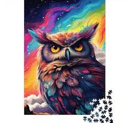 Puzzles en Bois colorés avec Hibou Artistique, 500 pièces, pour Adultes, Exercices cérébraux, Jeu de Divertissement, Cadeaux pour Adolescents, activité familiale, 500 pièces (52 x 38 cm)