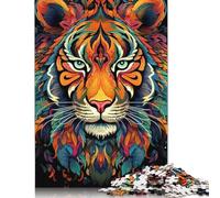Puzzles en Bois colorés représentant des Tigres, 500 pièces, pour Adultes, Exercices cérébraux, Jeu de Divertissement, Cadeaux pour Adolescents, activités familiales, 500 pièces (52 x 38 cm)