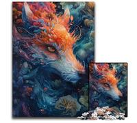 Puzzles en Bois de 1 000 pièces représentant des Loups colorés pour Les Anniversaires, Les fêtes et Noël. 50x75cm/19,68x29,52 Pouces.