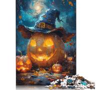Puzzles en Bois de 1 000 pièces représentant Une Citrouille d'halloween avec Chapeau, idéal pour Les Exercices cérébraux, Les défis, Les divertissements et Les activités familiales (38 x 26 cm)