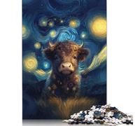 Puzzles en Bois de 1 000 pièces représentant Une Vache des Highlands étoilée, pour Adultes, idéal pour Les Exercices cérébraux, Les défis, Les divertissements et Les activités familiales (38 x 26 cm)