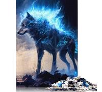 Puzzles en bois de 1000 pièces en forme de loup pour adolescents, cadeau de Noël, 1000 pièces (75 x 50 cm)