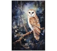 Puzzles en Bois de 1000 pièces, pour Adulte, Chouettes effraies curieuses sur Branches, Puzzles d'oiseaux, Observateur Nocturne (A ; 1000)
