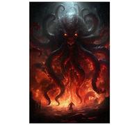 Puzzles en Bois de 1000 pièces, pour Adulte, Kraken dans Les Profondeurs Marines, Puzzle mystérieux de la Vie Marine (A ; 1000)