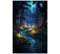 Puzzles en Bois de 1000 pièces, pour Adulte, Lucioles Scintillantes forêt enchantée enchantée, Puzzle de Paysage forestier de rêve (D ; 1000)
