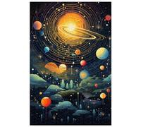 Puzzles en Bois de 1000 pièces, pour Adultes, Univers de Dessin animé : Ciel étoilé de la Voie lactée, planètes colorées du système Solaire (A ; 1000)