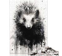 Puzzles en Bois Echidna Beauty, 1 000 pièces, à Encre Noire, pour Adultes et Adolescents, à partir de 12 Ans, 1 000 pièces (75 x 50 cm)