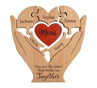 Puzzles en Bois en Forme De Cœur - Panneau De Table pour La Maison, De Puzzle Familial De 15 Cm pour Offrir, Décor en Bois Sculpté avec Ajustement Imbriqué, Ornement De Table Sentimental pour L
