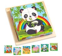 Puzzles en Bois Enfant, 6 en 1 Puzzles Bébé Jouet, 3D Puzzle Cube Bois, Puzzle Cube Animaux Bois Jouet Montessori Éducatif pour 1 2 3 4 Ans Enfants, Bébés Garçons Filles d'anniversaire Cadeaux