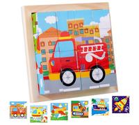 Puzzles en Bois Enfant, 6 en 1 Puzzles Bébé Jouet, 3D Puzzle Cube Bois, Voiture Puzzle Cube Bois Jouet Montessori Éducatif pour 1 2 3 4 Ans Enfants, Bébés Garçons Filles d'anniversaire Cadeaux