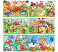 Puzzles en Bois Enfant, 6 Feuilles Puzzle Bebe, Jouet Puzzle en Carton Éducatif, Puzzle à Encastrements Jeu, Jouet éducatif Enfant, Cadeau Jouet pour Garçon et Fille 3 Ans+ (B)