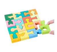 Puzzles en bois - Jeu d'association de formes géométriques avec ensemble de 16 pièces, jouet d'activité d'apprentissage éducatif pour le développement de la petite enfance, conception de blocs en bois