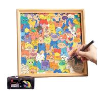 Puzzles en Bois - Jouets Éducatifs Coloriage Chat - Puzzles d'animaux avec Cadre,pour Garçons Filles Maison Voyage Anniversaire Noël Cadeau