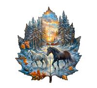 Puzzles en Bois, KAAYEE l'hiver de l'Étalon Bois Animaux, Wooden Puzzle Adulte, Puzzle Bois Forme Animaux, avec Boîte-Cadeau en Bois