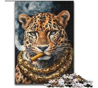 Puzzles en Bois Léopard Fumeur 26x38cm : Casse-tête Stimulant, activité familiale, décoration intérieure, Cadeau de Noël