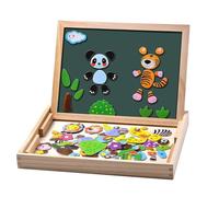Puzzles en Bois Magnétique 100 Pièces, Planche à Dessin Stylos Colorés Craies, Jouet Educatif Enfant 3 Ans Plus