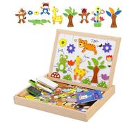Puzzles En Bois Magnétique, Puzzle Magnetique Bois Avec Tableau Blanc Tableau Noir, Forêt/Ferme/Animaux Jeu De Motifs, Stimuler L'imagination, Jouet Educatif Pour Garçons Et Filles De 3 Ans- 30cm