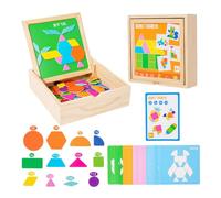 Puzzles en Bois Magnétique, Puzzles Tangram Magnétiques, Formes Géométriques Jouet Éducatif en Bois pour Enfant Garçons Élèves École À La Maison Salle De Classe