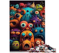 Puzzles en Bois Monstres colorés 1000 pièces Puzzle pour Adultes et Enfants à partir de 12 Ans Jouets de Jeu pour Adultes 75 x 50 cm.