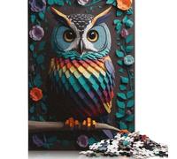 Puzzles en Bois Motif Chouette et Fleur, 1 000 pièces, pour Adultes, Exercices cérébraux, Jeu de Divertissement, Cadeaux, activités familiales, 1 000 pièces (38 x 26 cm)