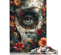 Puzzles en Bois Motif Squelette Floral et crâne, 1 000 pièces, pour Adultes, Exercices cérébraux, Jeu de Divertissement, Cadeaux, activités familiales (75 x 50 cm)