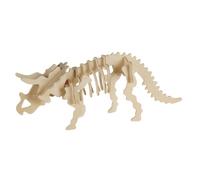 Puzzles en Bois Naturel 3D Éducatifs Squelette de Dinosaures Puzzle en Bois Puzzle Garçon et Fille Enfant Jouets Didactiques (Tricératops)