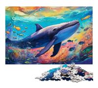 Puzzles en Bois pour Adultes, 1 000 pièces, Motif Baleine colorée, Jeu de réflexion pour Adolescents, pour Les fêtes, 50x75cm / 19,68x29,52 Pouces