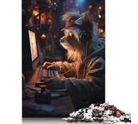 Puzzles en Bois pour Adultes, 1 000 pièces, Motif Chien Hippie, idéal pour Les Exercices cérébraux, Les Jeux de Divertissement et Les activités familiales (38 x 26 cm).