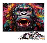 Puzzles en Bois pour Adultes, 1 000 pièces, Motif Singe coloré, Jeu de réflexion pour Adolescents, pour Les fêtes, 50x75cm / 19,68x29,52 Pouces