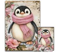 Puzzles en Bois pour Adultes 1000 pièces Pingouin Portant Un Foulard, Jeux, Jouets, Cadeaux d'anniversaire Uniques pour Les Enfants de 14 Ans et Plus, 50x75cm