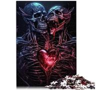 Puzzles en Bois pour Adultes, 1000 pièces, tête de Mort et cœur, pour Adultes et Enfants de 12 Ans et Plus, Puzzle 50x75cm pour Adultes