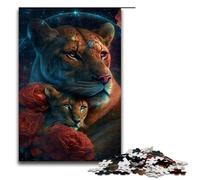 Puzzles en Bois pour Adultes 1000 pièces thème Lion Qui Regarde Les étoiles 75 x 50 cm